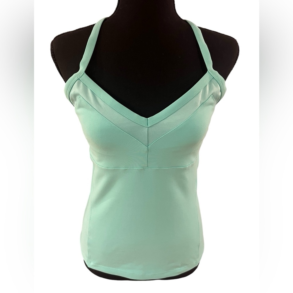 ALO Yoga Women's Cool Fit Bra Tank Top Green Blue Teal Cross Back Size S